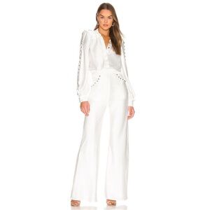 NWT Zhivago Baby Jane Jumpsuit Long Sleeve White Gold Tone Button